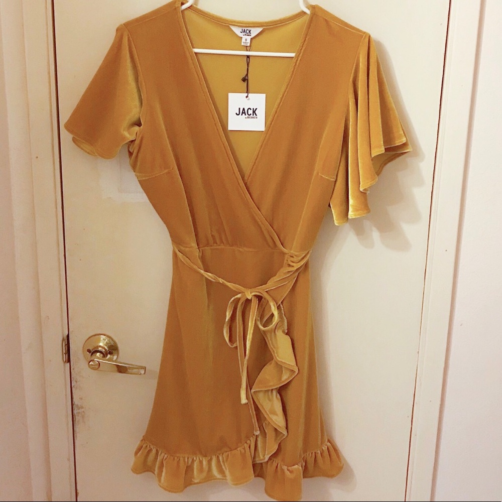 BB Dakota Yellow Velvet Dress